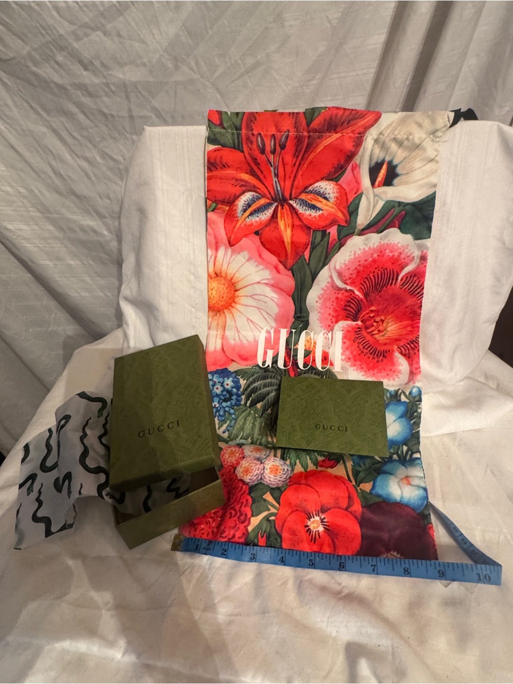 Gucci Botanical Dust Bag, Gift Box, Ribbon and Card Insert w Serpent Tissue
